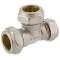 Brass reducing tee 90° compression fitting, for copper and steel pipes 18 x 18 x 15mm