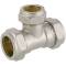 Brass reducing tee 90° compression fitting, for copper and steel pipes 22 x 18 x 22mm