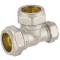 Brass reducing tee 90° compression fitting, for copper and steel pipes 22 x 22 x 15mm