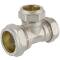Brass reducing tee 90° compression fitting, for copper and steel pipes 28 x 22 x 22mm