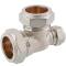 Brass reducing tee 90° compression fitting, for copper and steel pipes 28 x 28 x 15mm