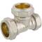 Brass reducing tee 90° compression fitting, for copper and steel pipes 28 x 28 x 22mm