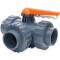 U-PVC 3 way ball valve, adjustable T-pattern, socket 40mm
