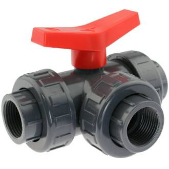PVC-U 3-Wege-Kugelhahn ECO T-Bohrung, 3fach Innengewinde