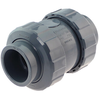 PVC-U Rückschlagventil 2fach Überwurf Klebemuffe WRAS Trinkwasser Zertifikat 25mm