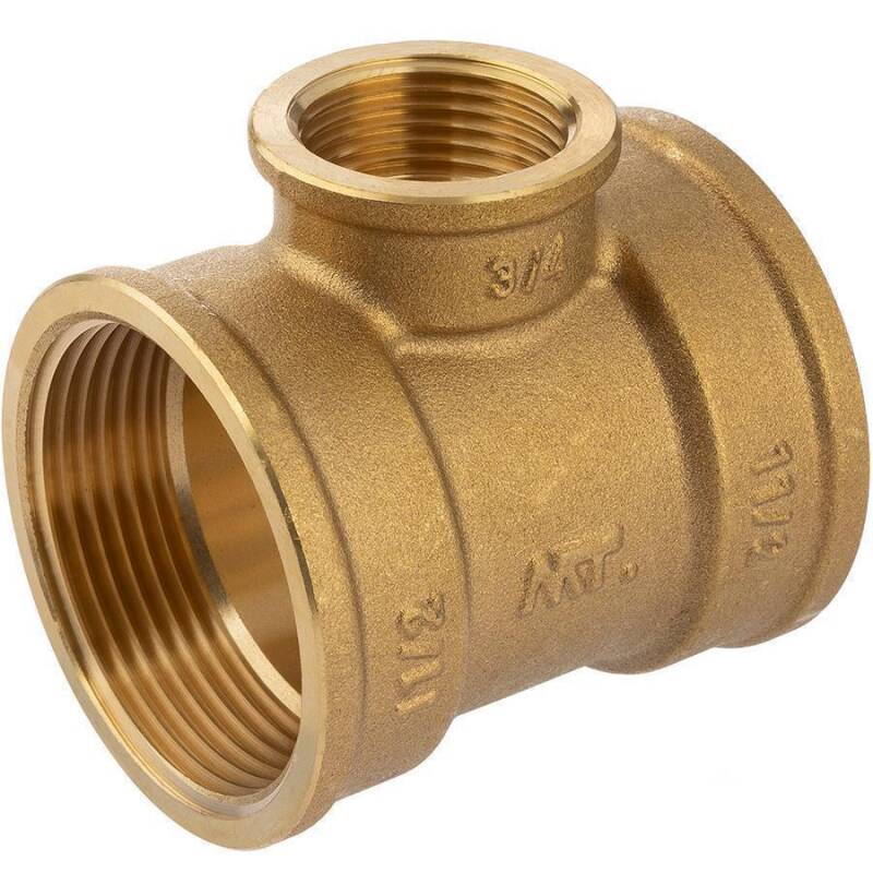 Brass reducing female threaded tee 90