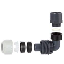 Compression fitting 90&deg; BD FAST with solvent socket for PoolFlex solvent flexible pipes