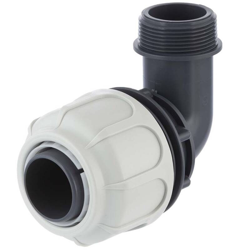 Raccordo a compressione a 90 BD FAST con filetto maschio per tubi semirigidi PoolFlex