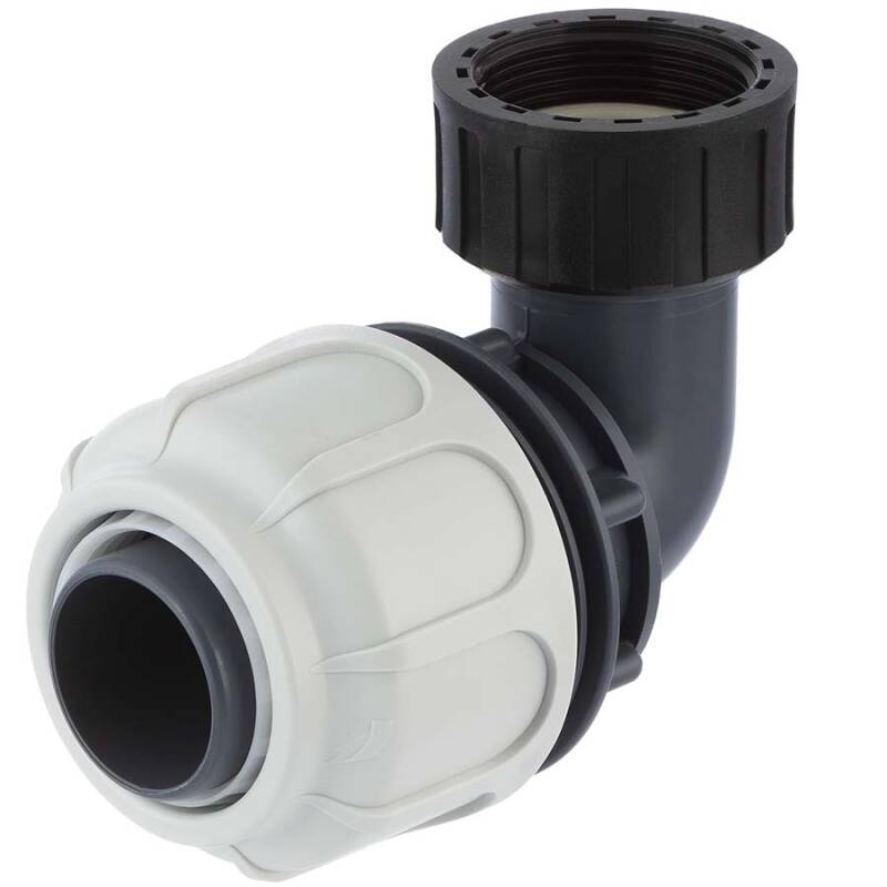 Compression fitting 90 BD FAST with female thread for PoolFlex solvent flexible pipes