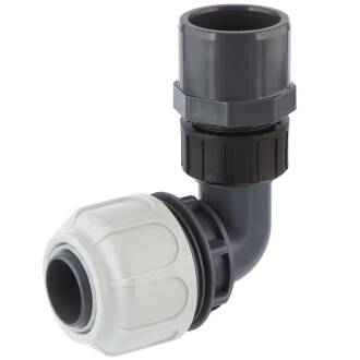 Compression fitting 90° BD FAST with solvent socket for PoolFlex solvent flexible pipes 50 x 40/50mm