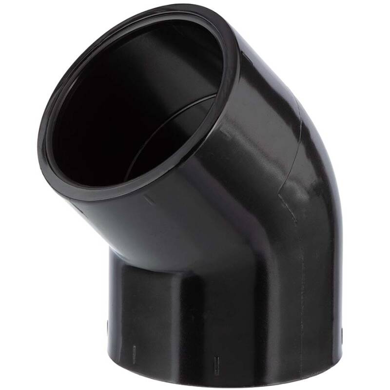 PVC-U Winkel 45 Schwarz 2fach Klebemuffe UV-stabil