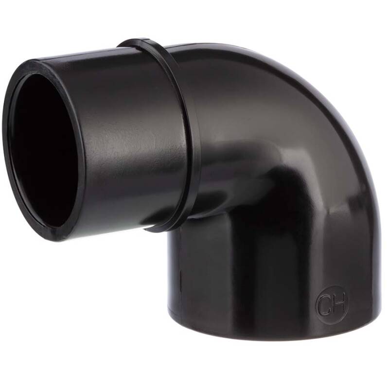 Gomito ridotto a 90 in PVC-U, nero