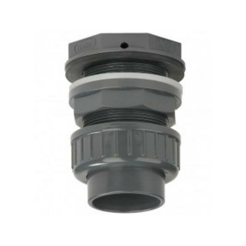 Raccordo per serbatoio con bocchettone in PVC-U