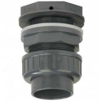 U-PVC tank connector with union 63mm x 2 3/4"
