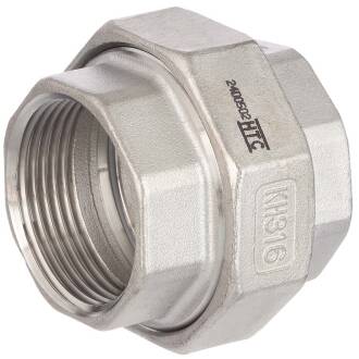 Edelstahl V4A Verschraubung 2fach Innengewinde flach dichtend 1/4"