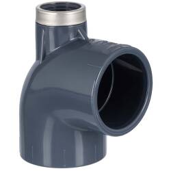 U-PVC solvent elbow 90&deg; with upper reinforced threaded drain