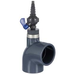 U-PVC solvent elbow 90&deg; with upper reinforced threaded drain