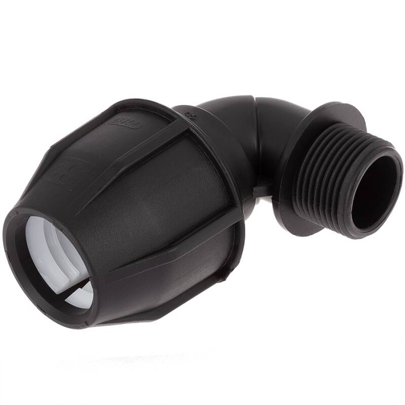 Adattatore a 90 raccordo a compressione x filetto maschio