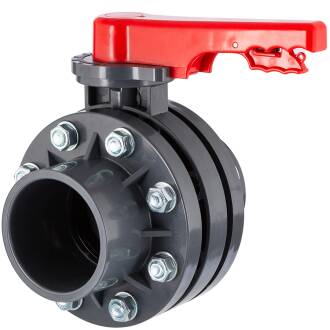 U-PVC butterfly valve incl. fixed flange and stub set 110mm - 4"