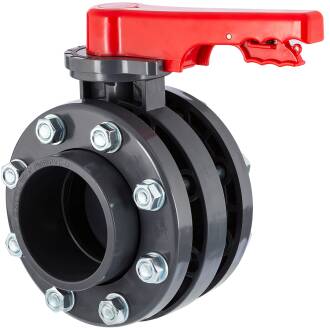 U-PVC butterfly valve incl. loose flange and stub set