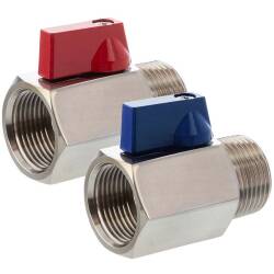 Mini valvola a sfera filetto femmina x filetto maschio, acciaio inox AISI 316