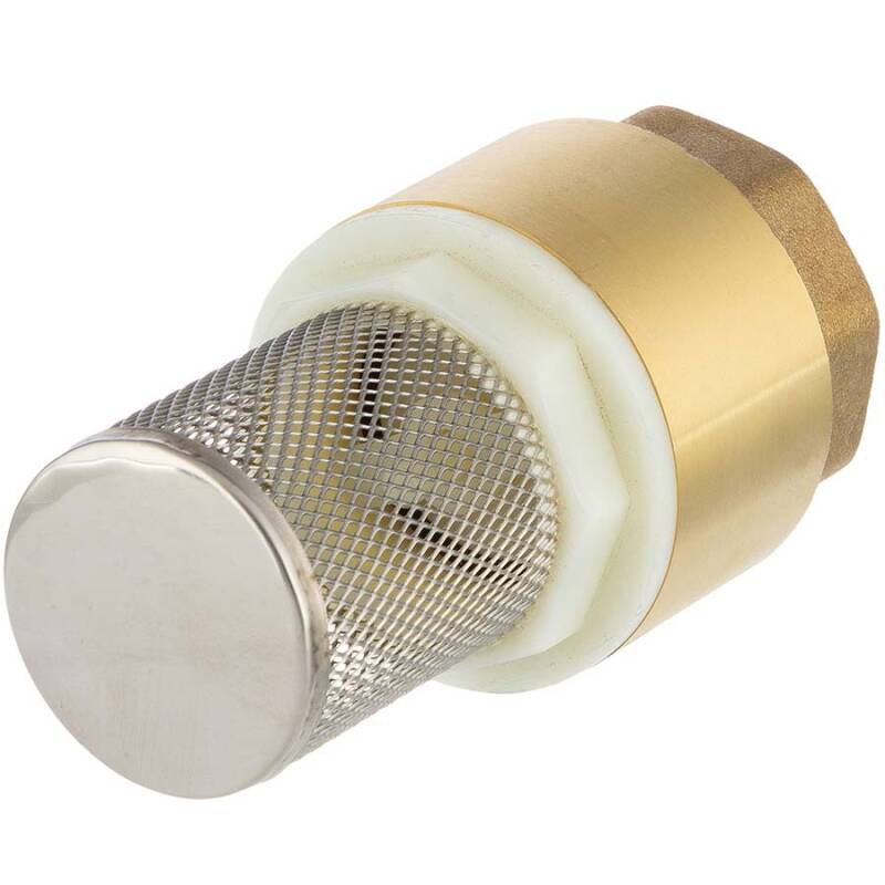 Brass female threaded foot valve with steel basket and plastic lock