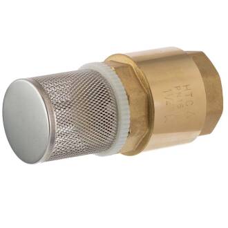 Brass female threaded foot valve with steel basket and plastic lock 1/2"