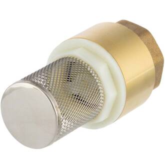 Brass female threaded foot valve with steel basket and plastic lock 3/4"