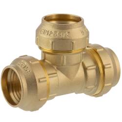 Brass tee 90&deg; compression fitting, DVGW