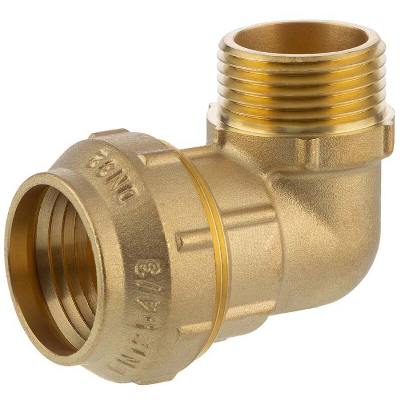 Raccordo a compressione gomito a 90 x filetto maschio, ottone, DVGW