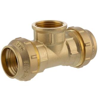 Brass tee 90° compression fitting x female thread, DVGW