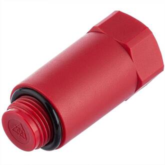 1/2" threaded cap for system test, plastic material, color red