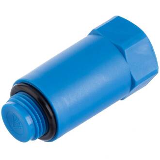 1/2" threaded cap for system test, plastic material, color blue