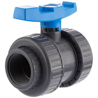 U-PVC and HDPE 2 way female threaded ball valve with nuts