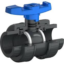 U-PVC and HDPE 2 way female threaded ball valve with nuts