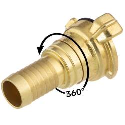 Brass quick bayonet coupling 360&deg; with hose tail