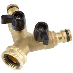 Brass Quick-Click manifold with female thread and valves