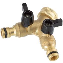 Brass Quick-Click manifold with female thread and valves