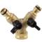 HTC© Messing Y-Verteiler 2fach Absperrhahn QuickConnector x 3/4" Innengewinde