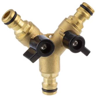 Brass Quick-Click manifold with 2 valves