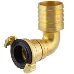 Brass quick bayonet coupling 360&deg; elbow 90&deg; with hose tail