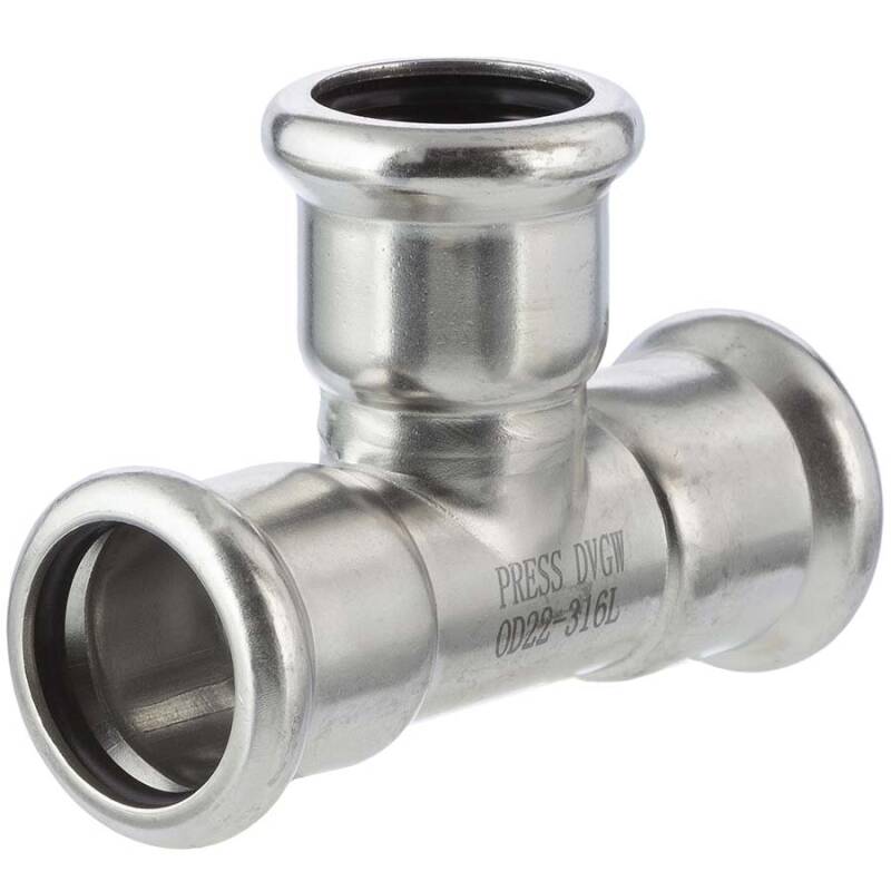 Tee a pressare, acciaio inox 316, Profilo M