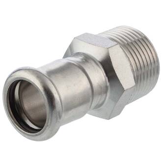 A4 ss press fitting socket with male thread, M-profile 42mm x 1 1/4"