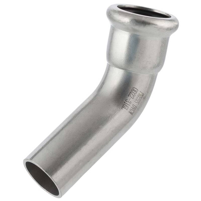 Curva a 45 f/m a pressare, acciaio inox 316, Profilo M