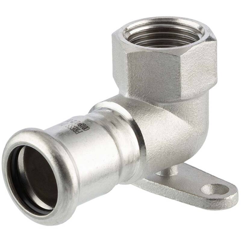 A4 ss press fitting elbow 90 with flange and female thread, M-profile