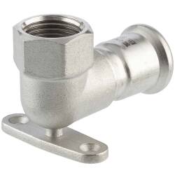 A4 ss press fitting elbow 90&deg; with flange and female thread, M-profile