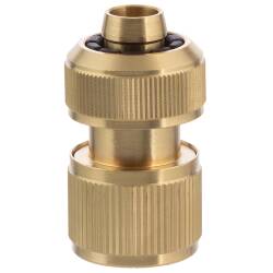 Brass Quick-Click coupling with Aquastop
