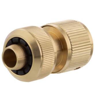 Messing Schlauchanschluss mit Wasserstop 12 - 15mm Klemme x QuickConnector