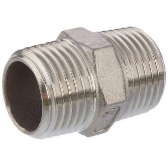 Edelstahl V4A Doppelnippel Sechskant 2fach Aussengewinde 1/2"