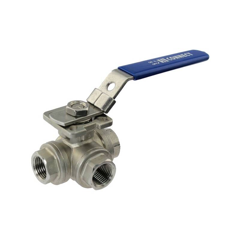 A4 ss 3 way female threaded ball valve with T-pattern